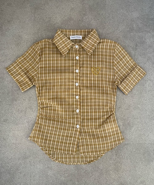 Teem Store(チームストア)の「刺繍ロゴチェック柄サイドギャザー半袖シャツ(シャツ/ブラウス・レディース・イエロー/ブルー・M/S)」の21枚目の写真