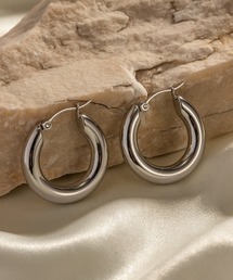 シンプル フープピアス ステンレス シルバー 2個SET