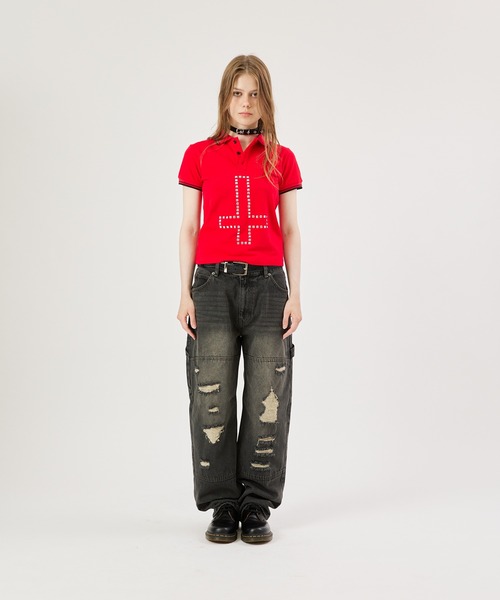 FTW(エフティダブリュー)の「CROSS STUDS POLO SHIRTS(ポロシャツ・レディース・ホワイト/レッド/ブラック・SMALL/MEDIUM/LARGE)」の7枚目の写真