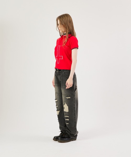 FTW(エフティダブリュー)の「CROSS STUDS POLO SHIRTS(ポロシャツ・レディース・ホワイト/レッド/ブラック・SMALL/MEDIUM/LARGE)」の8枚目の写真