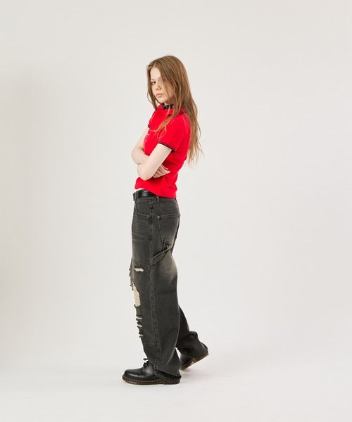 FTW(エフティダブリュー)の「CROSS STUDS POLO SHIRTS(ポロシャツ・レディース・ホワイト/レッド/ブラック・SMALL/MEDIUM/LARGE)」の6枚目の写真