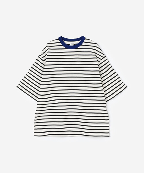 ORCIVAL（オーシバル）の「ORCIVAL | マーセライズ ワイドクルーネック 半袖 プルオーバー MEN（Tシャツ/カットソー・メンズ・ベージュ/ブラック系その他/ブラック系その他2/ブラック・4/5）」の3枚目の写真