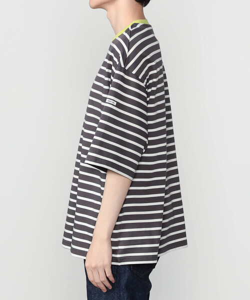 ORCIVAL（オーシバル）の「ORCIVAL | マーセライズ ワイドクルーネック 半袖 プルオーバー MEN（Tシャツ/カットソー・メンズ・ベージュ/ブラック系その他/ブラック系その他2/ブラック・4/5）」の6枚目の写真