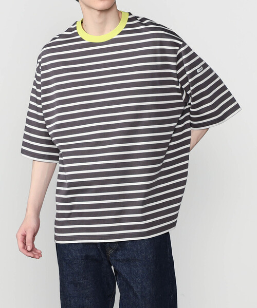 ORCIVAL（オーシバル）の「ORCIVAL | マーセライズ ワイドクルーネック 半袖 プルオーバー MEN（Tシャツ/カットソー・メンズ・ベージュ/ブラック系その他/ブラック系その他2/ブラック・4/5）」の8枚目の写真