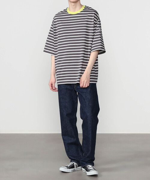 ORCIVAL（オーシバル）の「ORCIVAL | マーセライズ ワイドクルーネック 半袖 プルオーバー MEN（Tシャツ/カットソー・メンズ・ベージュ/ブラック系その他/ブラック系その他2/ブラック・4/5）」の9枚目の写真