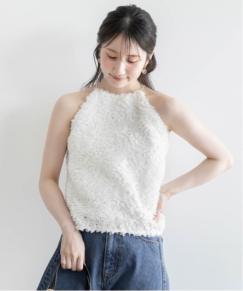 RANDA(ランダ)の「フリンジフリルキャミソール(シャツ/ブラウス・レディース・ホワイト/アイボリー・1/0)」の8枚目の写真
