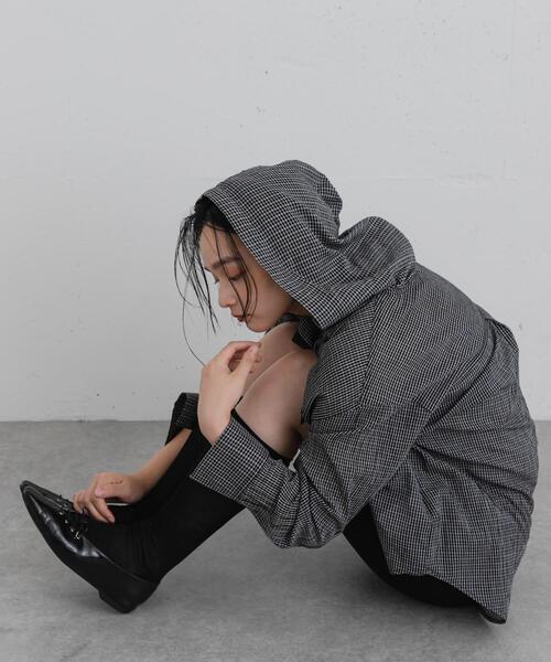 SENSE OF PLACE by URBAN RESEARCH(センスオブプレイスバイアーバンリサーチ)の「シアーフーディシャツ(シャツ/ブラウス・レディース・ブラック/イエロー/オフホワイト/ライトブルー/ブラック系その他/ブルー系その他・ONE)」の1枚目の写真