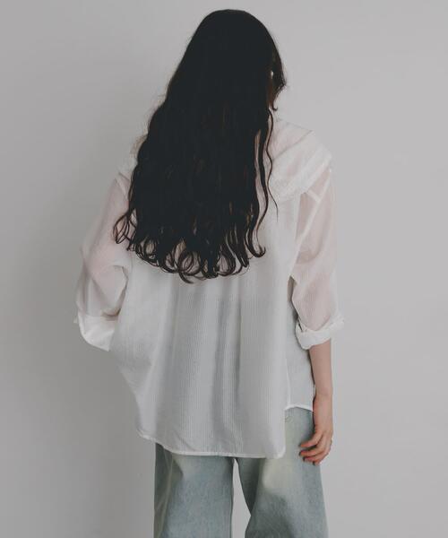 SENSE OF PLACE by URBAN RESEARCH(センスオブプレイスバイアーバンリサーチ)の「シアーフーディシャツ(シャツ/ブラウス・レディース・ブラック/イエロー/オフホワイト/ライトブルー/ブラック系その他/ブルー系その他・ONE)」の18枚目の写真