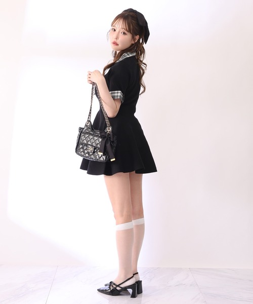 one after another NICE CLAUP（ワンアフターアナザーナイスクラップ）の「シャツレイヤード半袖ニットワンピース（ワンピース・レディース・ブラック/グレー/ネイビー・SMALL/MEDIUM）」の22枚目の写真