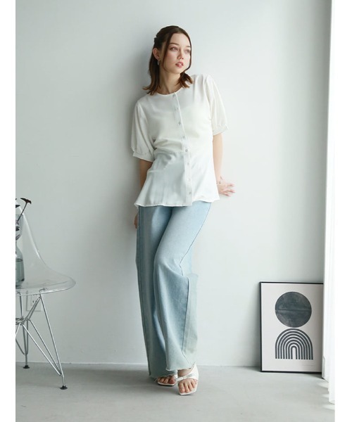 fifth(フィフス)の「【接触冷感】前開きペプラムブラウス(シャツ/ブラウス・レディース・ネイビー/ブルーグレー/ホワイト・M)」の14枚目の写真