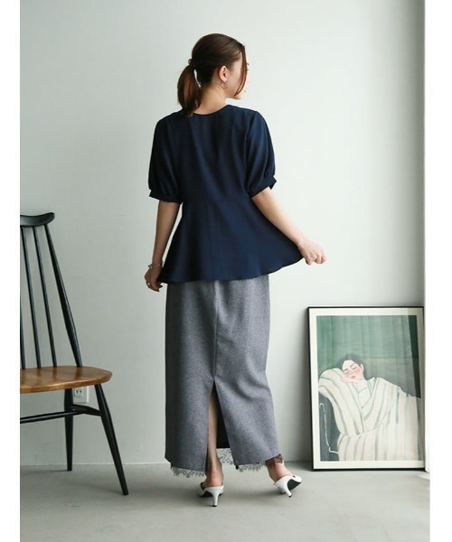 fifth(フィフス)の「【接触冷感】前開きペプラムブラウス(シャツ/ブラウス・レディース・ネイビー/ブルーグレー/ホワイト・M)」の19枚目の写真