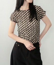 Tシャツ/カットソー（ブラック/黒色系・ドット柄）ファッション通販