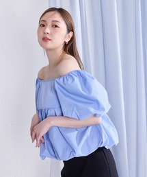 【ふわっと揺れる、主役トップス】2way パフスリーブ オフショルブラウス