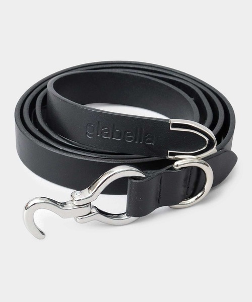 glabella(グラベラ)の「本革(牛革)フックバックル ナロー レザーロングベルト 中間フリー金具付き(カット調節可能)(ベルト・メンズ・ブラック・FREE)」の2枚目の写真