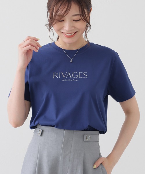 GLACIER lusso(グラシアルッソ)の「【美冷・接触冷感・UVカット】ロゴプリントTシャツ(Tシャツ/カットソー・レディース・ネイビー/ブルー/ブラウン/アイボリー/グレイッシュベージュ・M/L/S/LL)」の5枚目の写真