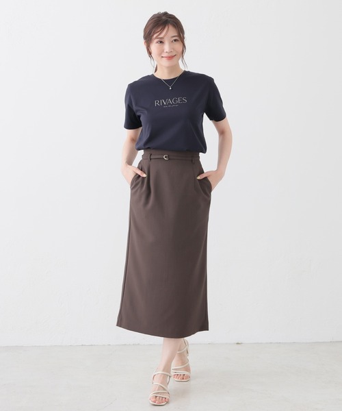 GLACIER lusso(グラシアルッソ)の「【美冷・接触冷感・UVカット】ロゴプリントTシャツ(Tシャツ/カットソー・レディース・ネイビー/ブルー/ブラウン/アイボリー/グレイッシュベージュ・M/L/S/LL)」の12枚目の写真