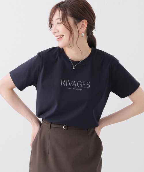 GLACIER lusso(グラシアルッソ)の「【美冷・接触冷感・UVカット】ロゴプリントTシャツ(Tシャツ/カットソー・レディース・ネイビー/ブルー/ブラウン/アイボリー/グレイッシュベージュ・M/L/S/LL)」の14枚目の写真