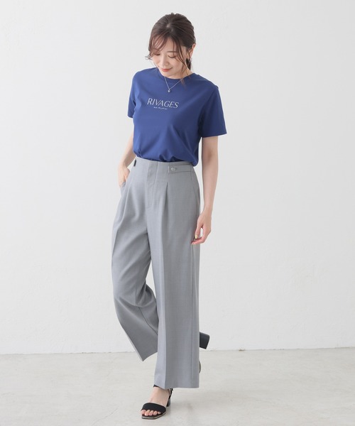 GLACIER lusso(グラシアルッソ)の「【美冷・接触冷感・UVカット】ロゴプリントTシャツ(Tシャツ/カットソー・レディース・ネイビー/ブルー/ブラウン/アイボリー/グレイッシュベージュ・M/L/S/LL)」の15枚目の写真