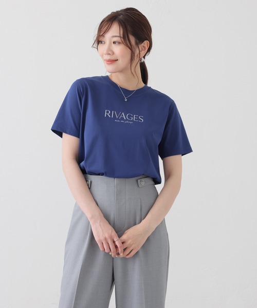 GLACIER lusso(グラシアルッソ)の「【美冷・接触冷感・UVカット】ロゴプリントTシャツ(Tシャツ/カットソー・レディース・ネイビー/ブルー/ブラウン/アイボリー/グレイッシュベージュ・M/L/S/LL)」の16枚目の写真