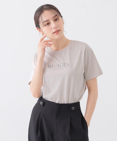 GLACIER lusso(グラシアルッソ)の「【美冷・接触冷感・UVカット】ロゴプリントTシャツ(Tシャツ/カットソー・レディース・ネイビー/ブルー/ブラウン/アイボリー/グレイッシュベージュ・M/L/S/LL)」の19枚目の写真