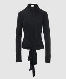 GANNI | Shiny Jersey Long Sleeve Tie Blouse(シャツ/ブラウス)