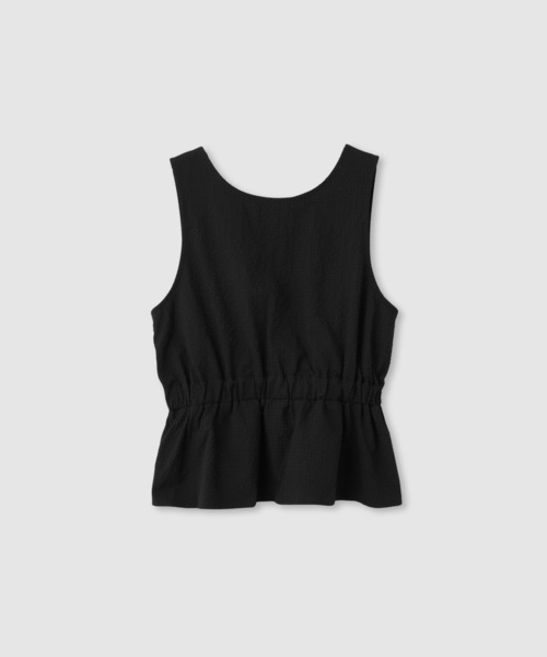 NAVY(ネイビー)の「【SARARI /サラリ】接触冷感 サッカーチェック ギャザー ペプラム ジレ(その他アウター・レディース・ブラック/チャコールグレー・FREE)」の3枚目の写真