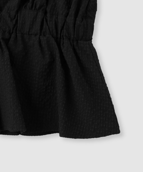 NAVY(ネイビー)の「【SARARI /サラリ】接触冷感 サッカーチェック ギャザー ペプラム ジレ(その他アウター・レディース・ブラック/チャコールグレー・FREE)」の6枚目の写真
