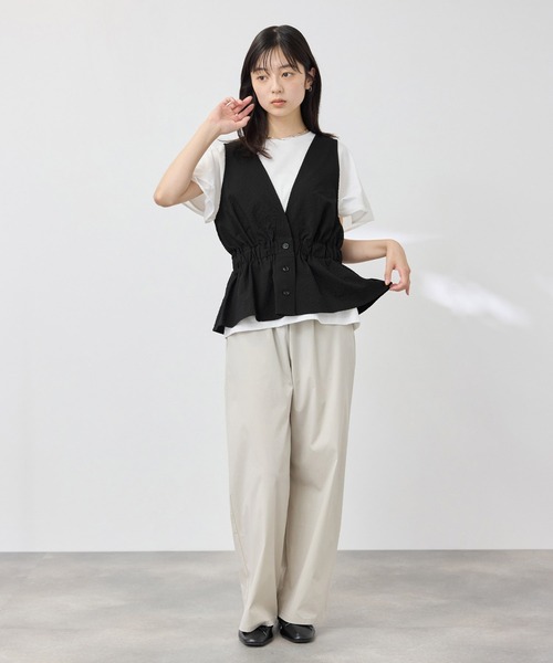 NAVY(ネイビー)の「【SARARI /サラリ】接触冷感 サッカーチェック ギャザー ペプラム ジレ(その他アウター・レディース・ブラック/チャコールグレー・FREE)」の13枚目の写真