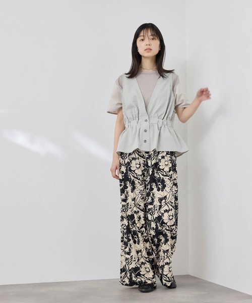 NAVY(ネイビー)の「【SARARI /サラリ】接触冷感 サッカーチェック ギャザー ペプラム ジレ(その他アウター・レディース・ブラック/チャコールグレー・FREE)」の15枚目の写真