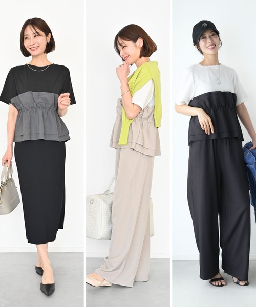 Ehre style（エーレスタイル）の「1枚で今っぽ コーデが 即完成 ビスチェ風トップス（Tシャツ/カットソー・レディース・ホワイト系/ホワイト×ブラック/ブラック×グレー・FREE）」の10枚目の写真