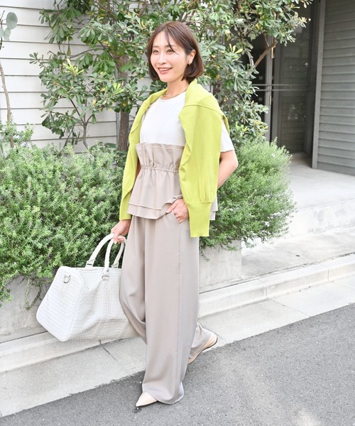 Ehre style（エーレスタイル）の「1枚で今っぽ コーデが 即完成 ビスチェ風トップス（Tシャツ/カットソー・レディース・ホワイト系/ホワイト×ブラック/ブラック×グレー・FREE）」の13枚目の写真