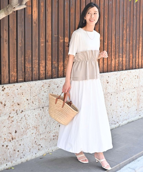 Ehre style（エーレスタイル）の「1枚で今っぽ コーデが 即完成 ビスチェ風トップス（Tシャツ/カットソー・レディース・ホワイト系/ホワイト×ブラック/ブラック×グレー・FREE）」の21枚目の写真