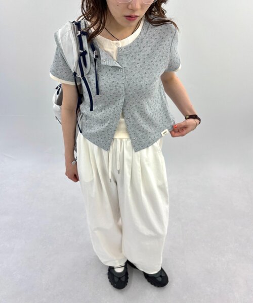 w closet（ダブルクローゼット）の「【レイヤード風】パターンメッシュレイヤードT（Tシャツ/カットソー・レディース・イエロー/ブルー/グレー/オフホワイト/ホワイト/ピンク/グレー系その他・FREE）」の5枚目の写真