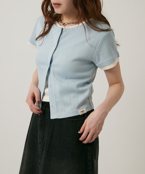 w closet（ダブルクローゼット）の「【レイヤード風】パターンメッシュレイヤードT（Tシャツ/カットソー・レディース・イエロー/ブルー/グレー/オフホワイト/ホワイト/ピンク/グレー系その他・FREE）」の21枚目の写真