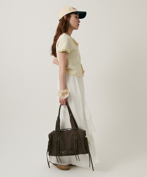 w closet(ダブルクローゼット)の「【無地/花柄】パターンメッシュレイヤードT 夏服(Tシャツ/カットソー・レディース・イエロー/ブルー/グレー/オフホワイト/ホワイト・FREE)」の16枚目の写真
