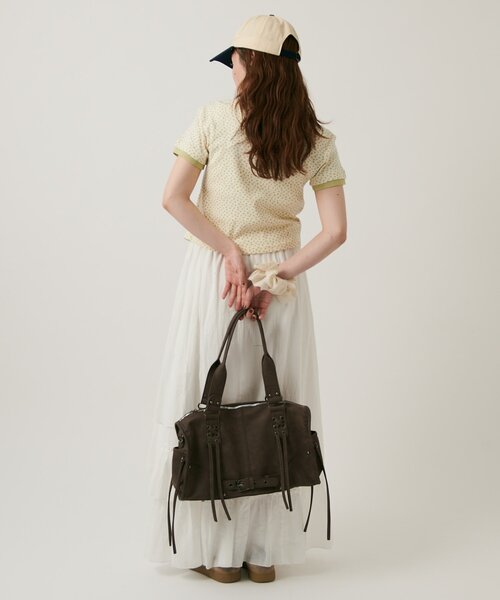 w closet(ダブルクローゼット)の「【無地/花柄】パターンメッシュレイヤードT 夏服(Tシャツ/カットソー・レディース・イエロー/ブルー/グレー/オフホワイト/ホワイト・FREE)」の18枚目の写真
