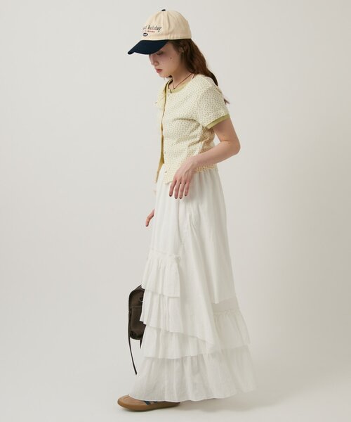 w closet(ダブルクローゼット)の「【無地/花柄】パターンメッシュレイヤードT 夏服(Tシャツ/カットソー・レディース・イエロー/ブルー/グレー/オフホワイト/ホワイト・FREE)」の19枚目の写真