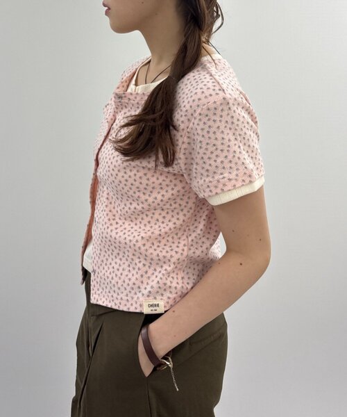 w closet(ダブルクローゼット)の「【無地/花柄】パターンメッシュレイヤードT 夏服(Tシャツ/カットソー・レディース・イエロー/ブルー/グレー/オフホワイト/ホワイト・FREE)」の21枚目の写真