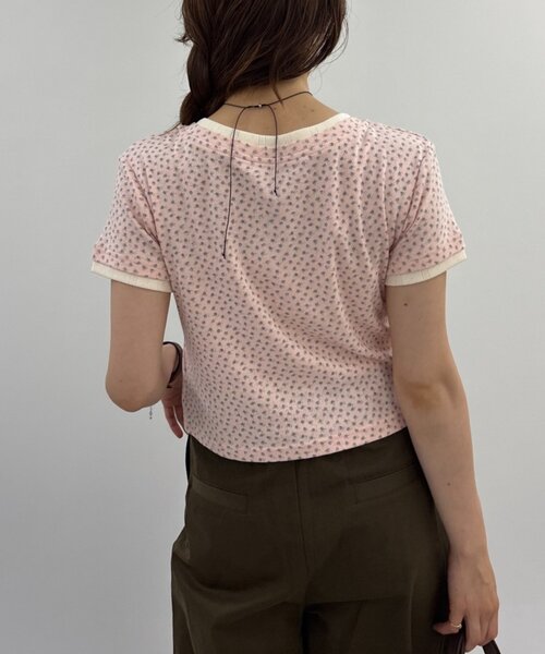 w closet(ダブルクローゼット)の「【無地/花柄】パターンメッシュレイヤードT 夏服(Tシャツ/カットソー・レディース・イエロー/ブルー/グレー/オフホワイト/ホワイト・FREE)」の22枚目の写真