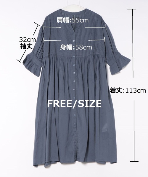 PREFERIR(プレフェリール)の「インド綿 フォークロア 刺繍見えピンタックコットンボイル ワンピース / 前開き・2WAY(ワンピース・レディース・ホワイト/ダークブルー/ブラック・FREE)」の4枚目の写真