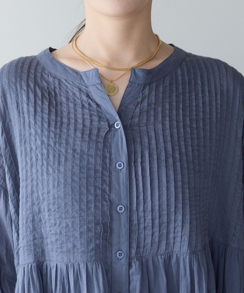 PREFERIR(プレフェリール)の「インド綿 フォークロア 刺繍見えピンタックコットンボイル ワンピース / 前開き・2WAY(ワンピース・レディース・ホワイト/ダークブルー/ブラック・FREE)」の14枚目の写真