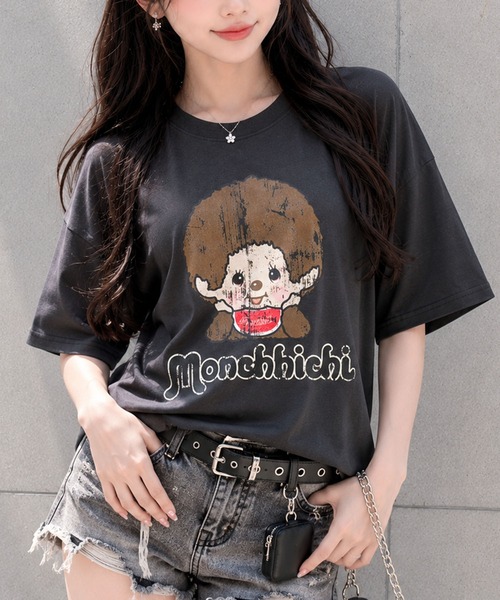 GLAMOROUS JANE(グラマラスジェーン)の「MonchhichiプリントTシャツ(Tシャツ/カットソー・レディース・ブラック/オフホワイト/チャコールグレー・FREE)」の3枚目の写真