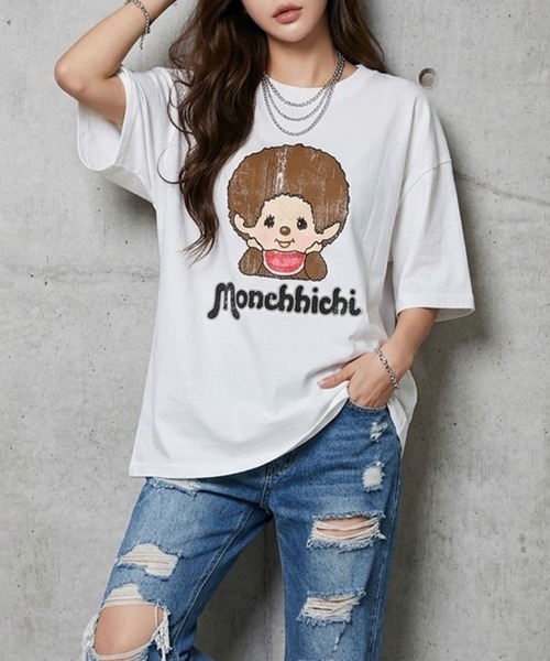 GLAMOROUS JANE(グラマラスジェーン)の「MonchhichiプリントTシャツ(Tシャツ/カットソー・レディース・ブラック/オフホワイト/チャコールグレー・FREE)」の14枚目の写真