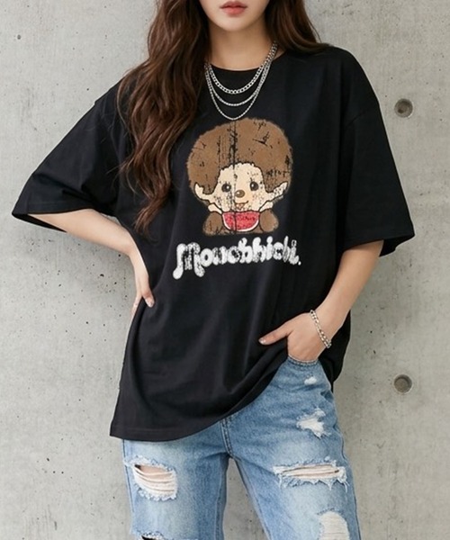GLAMOROUS JANE(グラマラスジェーン)の「MonchhichiプリントTシャツ(Tシャツ/カットソー・レディース・ブラック/オフホワイト/チャコールグレー・FREE)」の6枚目の写真