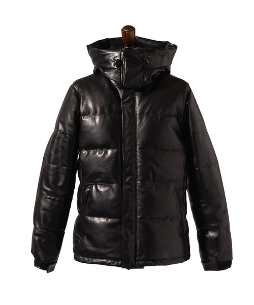 glamb(グラム)の「Signature Leather Down Jacket / シグネチャーレザーダウンジャケット(ダウンジャケット/コート・メンズ・ブラック/ブラウン・S/M/L)」の3枚目の写真
