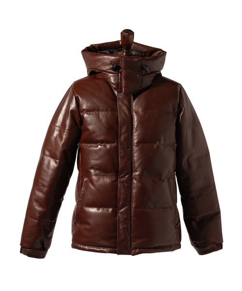 glamb(グラム)の「Signature Leather Down Jacket / シグネチャーレザーダウンジャケット(ダウンジャケット/コート・メンズ・ブラック/ブラウン・S/M/L)」の4枚目の写真