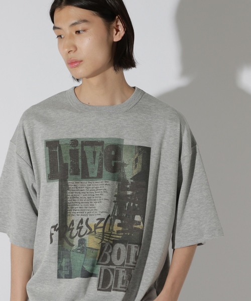 LAKOLE(ラコレ)の「フォトアートロックT / 689761(Tシャツ/カットソー・メンズ・グレー/ブラック/ホワイト・MEDIUM/LARGE)」の3枚目の写真