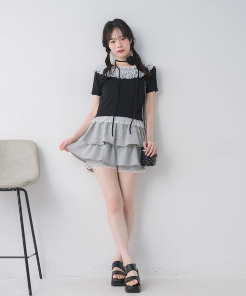 ems excite(エムズエキサイト)の「バラチョーカーつきフリルカットソー(Tシャツ/カットソー・レディース・ブルー/ブラック/ピンク・FREE)」の10枚目の写真