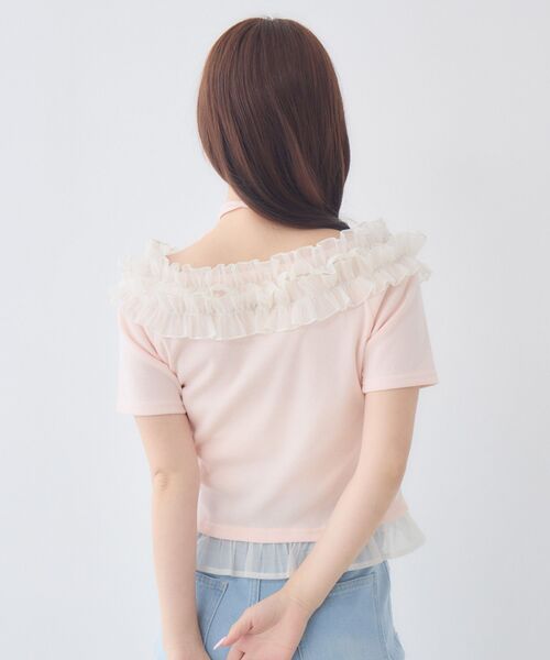 ems excite(エムズエキサイト)の「バラチョーカーつきフリルカットソー(Tシャツ/カットソー・レディース・ブルー/ブラック/ピンク・FREE)」の15枚目の写真
