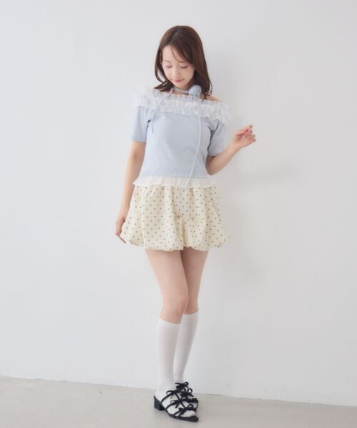 ems excite(エムズエキサイト)の「バラチョーカーつきフリルカットソー(Tシャツ/カットソー・レディース・ブルー/ブラック/ピンク・FREE)」の19枚目の写真